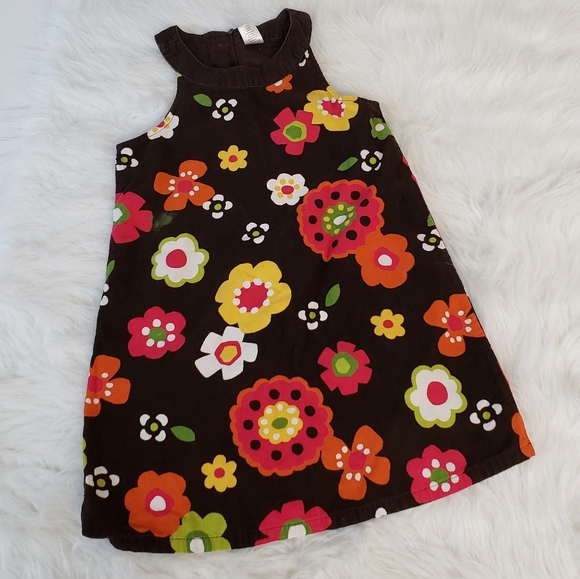 Gymboree Growing Flowers brown corduroy dress 8
